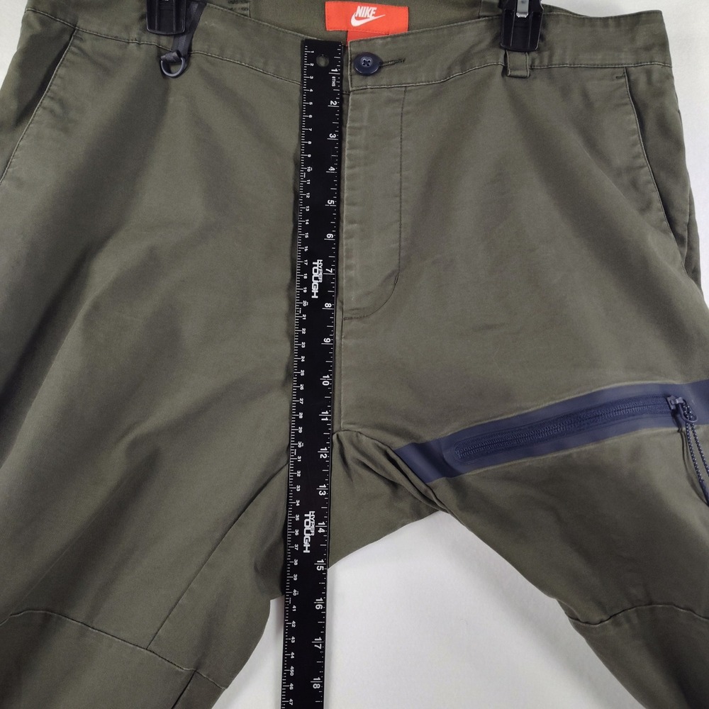 Nike Sportswear Bonded Woven Pants Olive Green Ankle Zip 727344-325 Men 36 - Picture 16 of 16